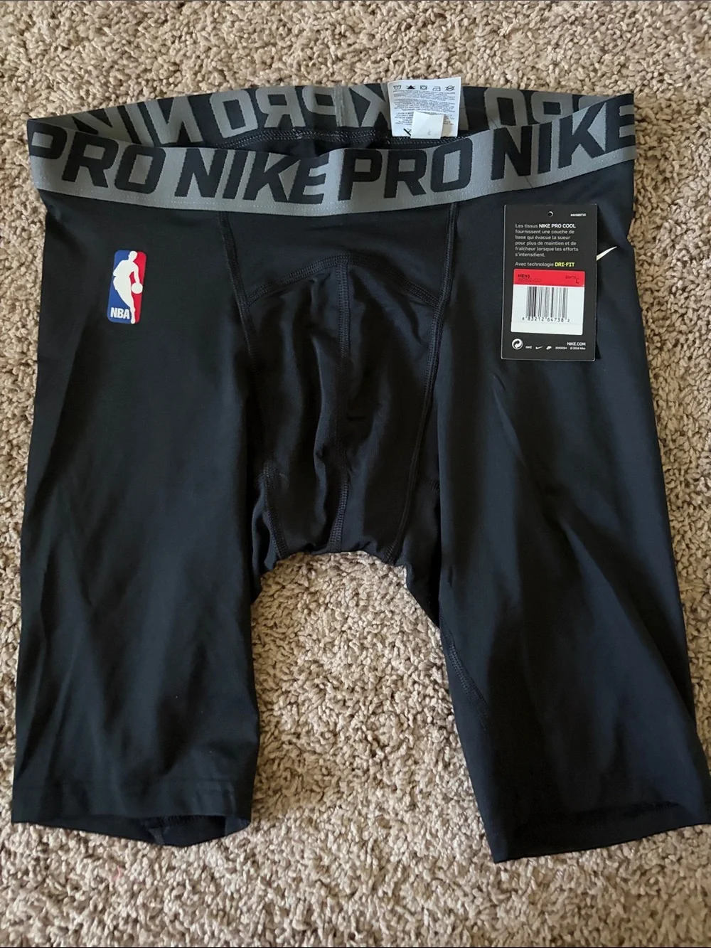 Nike Black Pro Compression Shorts with NBA Logo